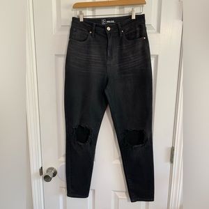 NoBo high rise black denim frayed straight leg jeans 9 juniors